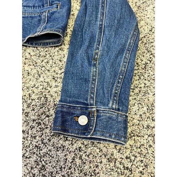 Madewell Denim Square Neck Crop Top, Dark Wash Women’s Small, Button Up Western - Picture 6 of 14